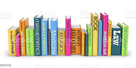 Row Of Books From Different Subjects Stock Photo Download Image Now