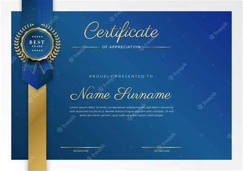 Premium Vector Certificate Of Appreciation Template Gold And Blue