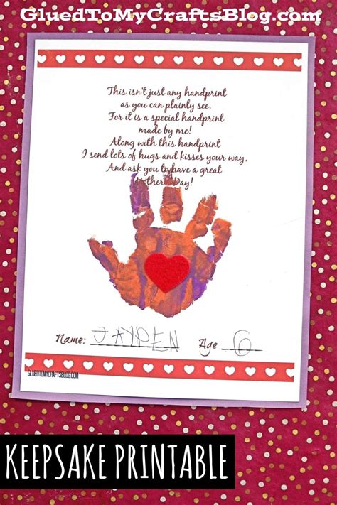 Handprint Mothers Day Poem Keepsake