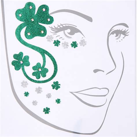 Shamrock Glitter Face Stickers Claires Us