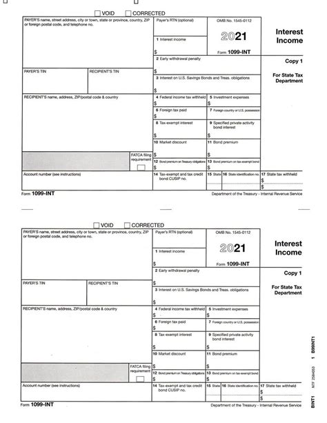 Form 1099 Int Interest Income State Copy 1