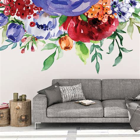 Grace Wild Blooms And Peonies Wall Mural Hand Painted Watercolor Flowers