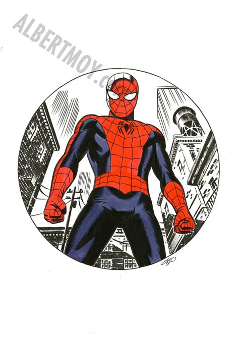 Albert Moy Original Comic Art Spider Man Standing By Michael Cho