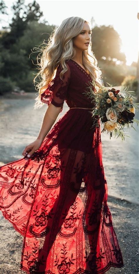 A Boho Wedding Dress In Wine Red Is Available At 79 From Pasaboho ️