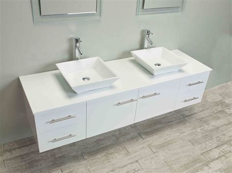 Bathroom double sink vanity ceramic sinks included measures 36 inches high x 52 inches wide x 22 inches deep Totti Wave 60 inch White Modern Double Sink Bathroom ...