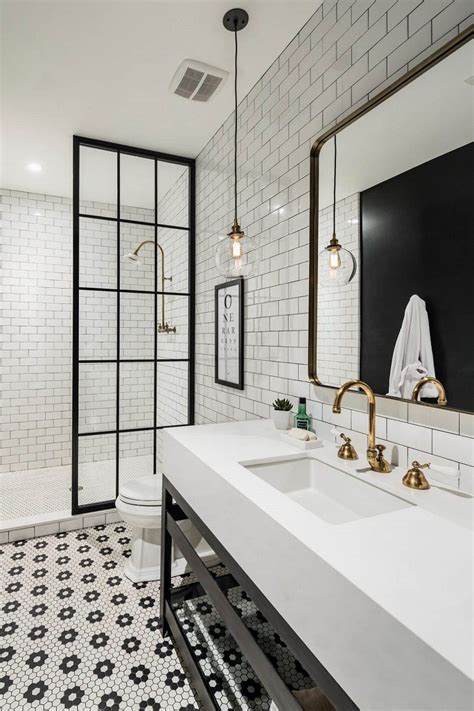 The 15 Best Tiled Bathrooms On Pinterest Black And White Floral Tiled
