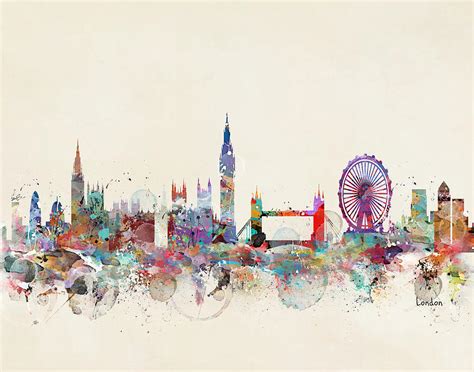 London City Skyline Painting By Bri Buckley Pixels