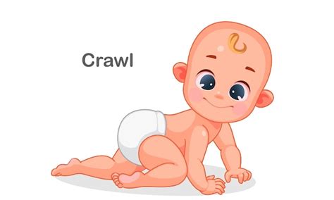 Bebê Dos Desenhos Animados Aprender A Engatinhar Baixar Vetores Premium