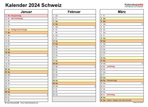 Kalender 2024 Schweiz In Excel Zum Ausdrucken