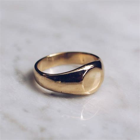 Flat Face Ring Gold Brass Simple Ring For Women Urban