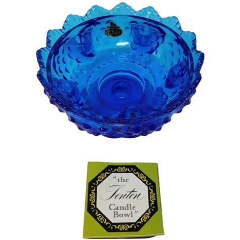 Vintage Fenton Cobalt Blue Hobnail Glass 6 Candle Holder Pedestal Bowl 37 46 Picclick