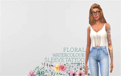 Floral Watercolour Sleeve Tattoo At Ooh La La Sims 4 Updates