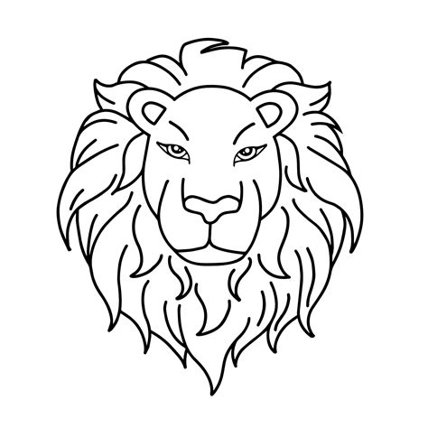 Outline Of Lions Head For Coloring Book Flat Cartoon Vector