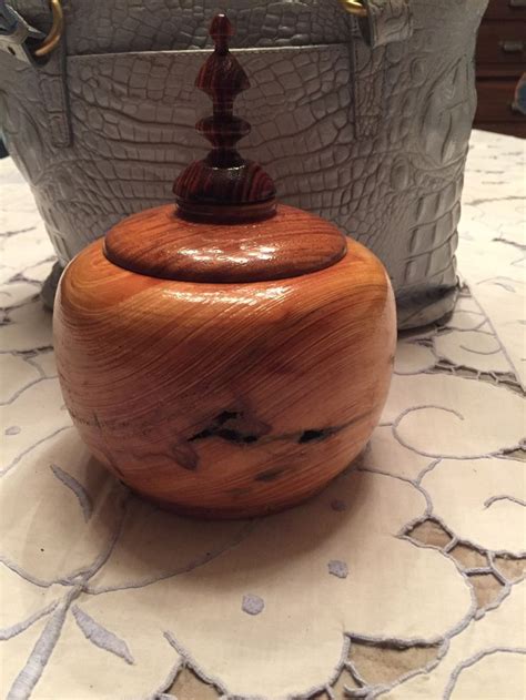 Reclaimed Cypress Bowl With Brazilian Rosewood Lid And Cocobolo Finial