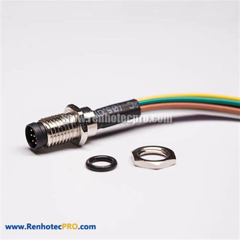 M8 8 Pin A Coding Straight Male Panel Receptacle Solder