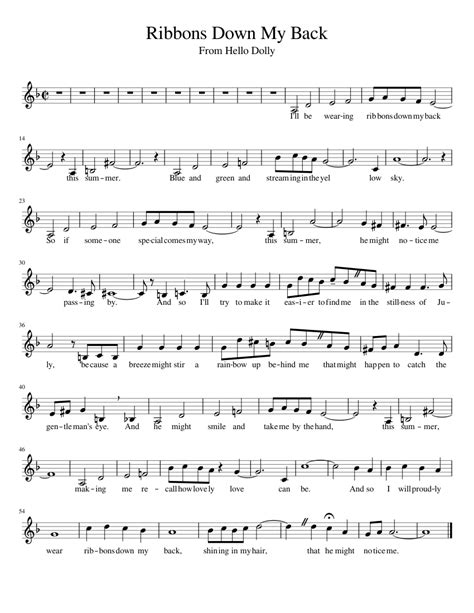 Ribbons Down My Back Sheet Music For Piano Solo