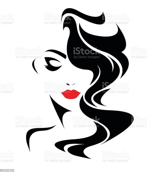 Women Long Hair Style Icon Logo Women Face Stock Vector Art 578113252