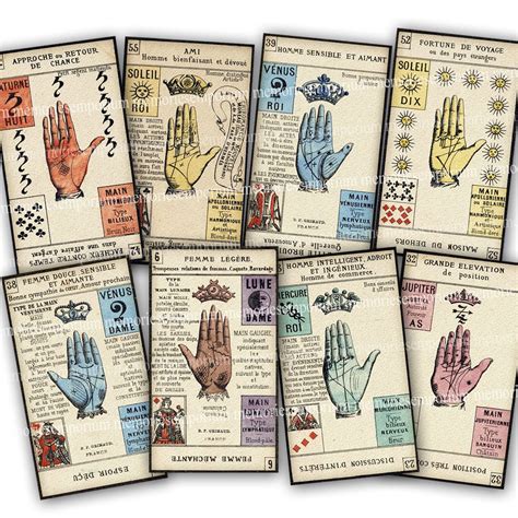 Art And Collectibles Memorabilia Palmistry Vintage Fortune Cards 10 Asst Collectibles Pe