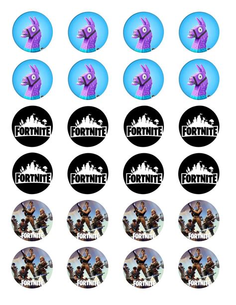 Fortnite Logo Loot Llama Various Skins Edible Cupcake Topper Images