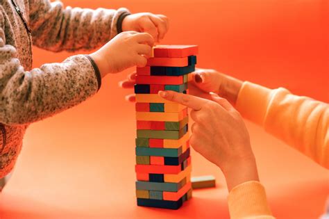 Mom And Kid Playing Jenga Together Free Stock Photo Download 1631