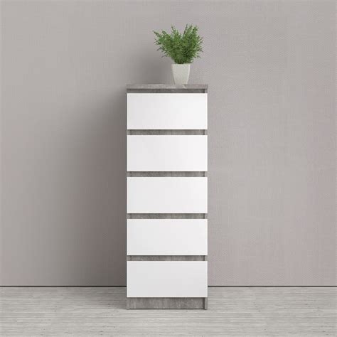 Shop wayfair for all the best narrow dressers & chests. Naia Narrow Chest of 5 Drawers Grey and White High Gloss ...