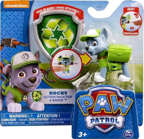 Paw Patrol Action Pack Badge Rocky Figure Spin Master Toywiz