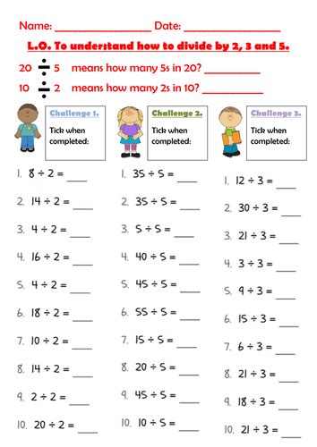 Divide By 2 5 And 10 25 And 10 Division Challenge Worksheet Worksheet