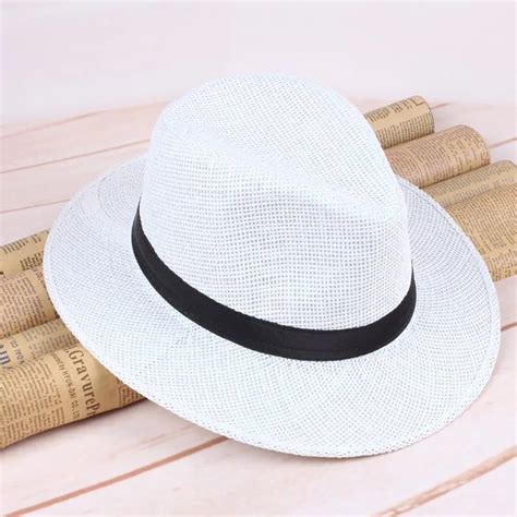 Fashion Men Straw Panama Hat Handmade Cowboy Cap Summer Beach Travel