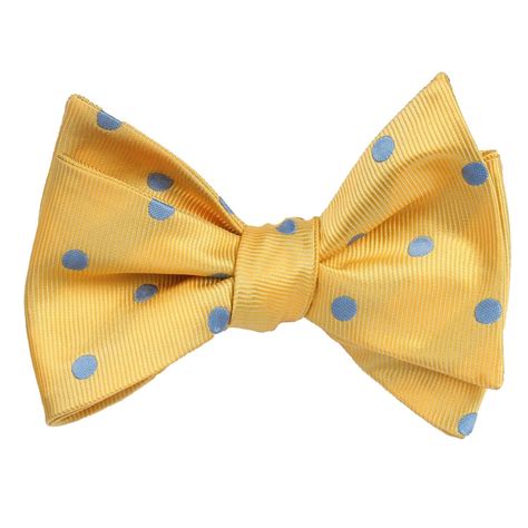 Yellow Bow Tie Self Tie With Light Blue Polka Dots Ties Australia