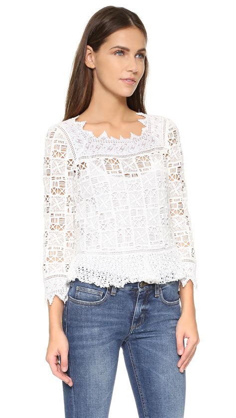 White Geometric Lace Top With Images 4d4