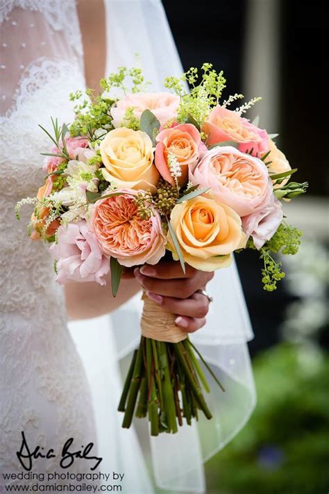 Bridal Bouquet Of Miss Piggy Roses Peach Avalanche Roses Juliet David