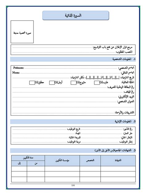 نموذج السيرة الذاتية Pdf