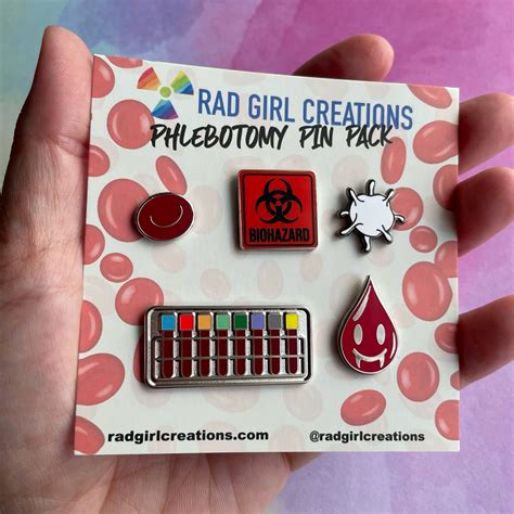 Phlebotomy Pin Pack Medical Enamel Pin Pack Rad Girl Creations