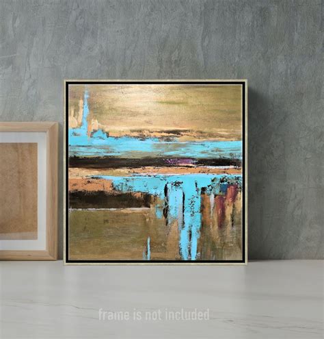 Teal And Bronze Wall Art Gold Leaf Abstract Painting Etsy In 2021