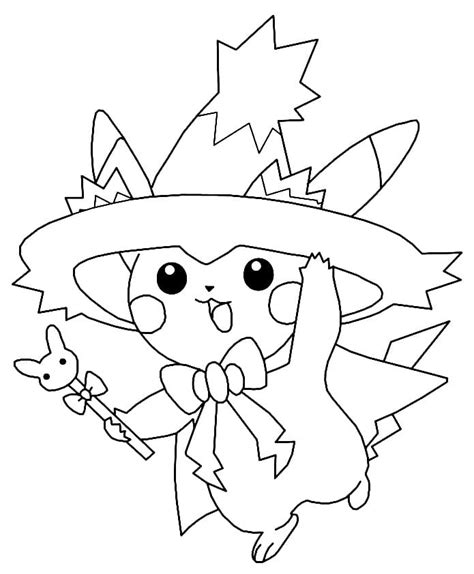 Cute Pikachu On Halloween Coloring Page Free Printable Coloring Pages
