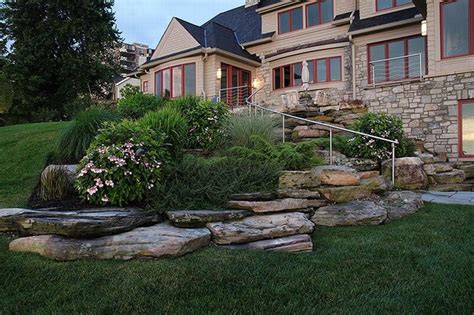 Hillside Planting And Natural Stone Boulder Outcropping
