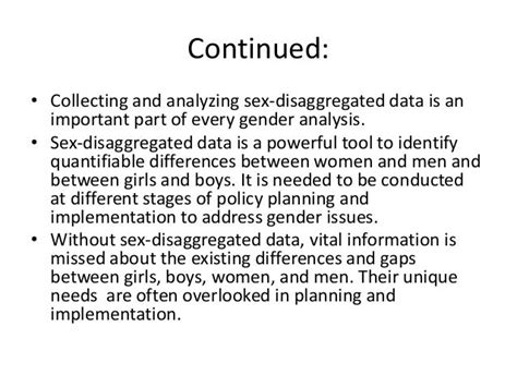 Gender Indicators And Sex Disaggregated Data