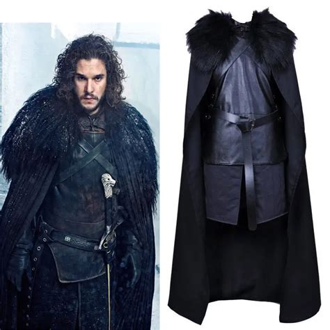 Game Of Thrones John Snow Nights Watch Costume Cloak Custom Made