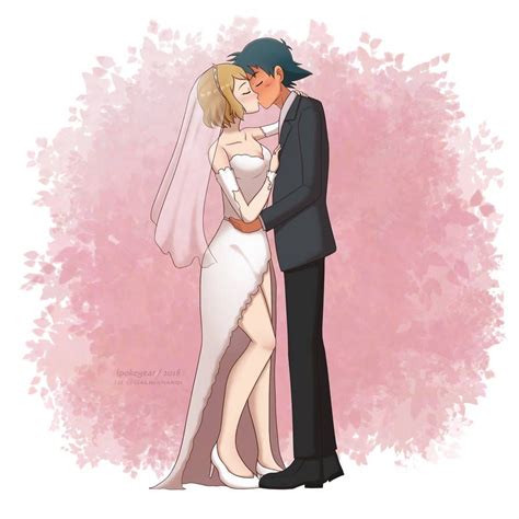 Comm Ash And Serenas Wedding Kiss By Ipokegear Pokemon Ash And