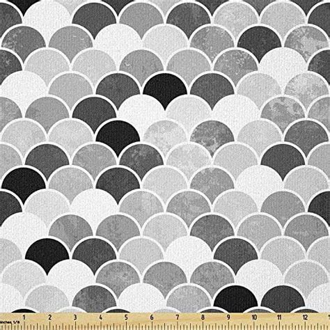 Fish Fabric By Yard Squama Design With Skin Scales Pattern Monochrome