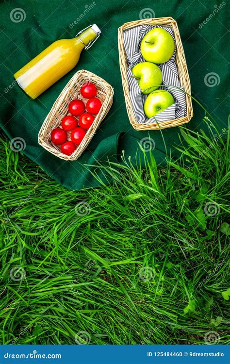 Summertime Picnic Concept Light Meal Appetizers Apple Tomatoes And
