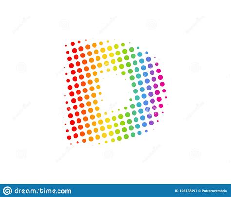 D Halftone Letter Colorful Dot Logo Icon Design Stock Vector