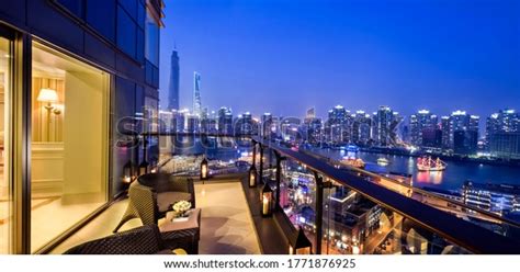Night View Huangpu River Balcony Shanghai Stock Photo Edit Now 1771876925