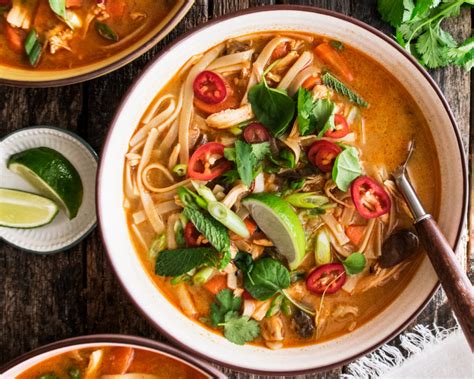 This easy homemade chicken noodle soup recipe is healthy, satisfying, and tastes incredible. Spicy Thai Chicken & Rice Noodle Soup - The Original Dish