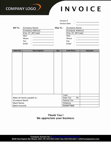 Simple Bill Format Empty Invoice Template Ideas