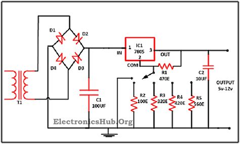 Circuit diagrams and component layouts. 0-28V, 6-8A Power Supply Circuit using LM317 and 2N3055