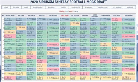 An nfl fantasy football mock draft is the best way to prepare for your real fantasy football draft. 2020 SXM Fantasy Football Mock Draft - Get Sports Info