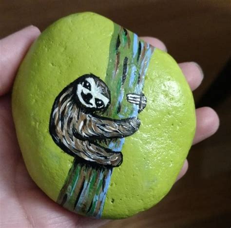 Sloth Painted Rock Rock Painting Patterns Rock Painting Designs Rock