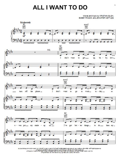 All I Want To Do Sheet Music Sugarland Piano Vocal And Guitar Chords