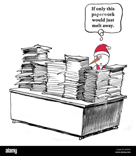 Business Cartoon About Having Too Much Paperwork Stock Photo Royalty